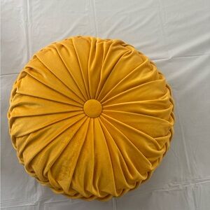 COPY - Velvet Round Pillow in Mustard Yellow